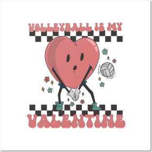 Retro Volleyball Valentines Day shirt, Volleyball Is My Valentine, Volleyball Heart Player Posters and Art